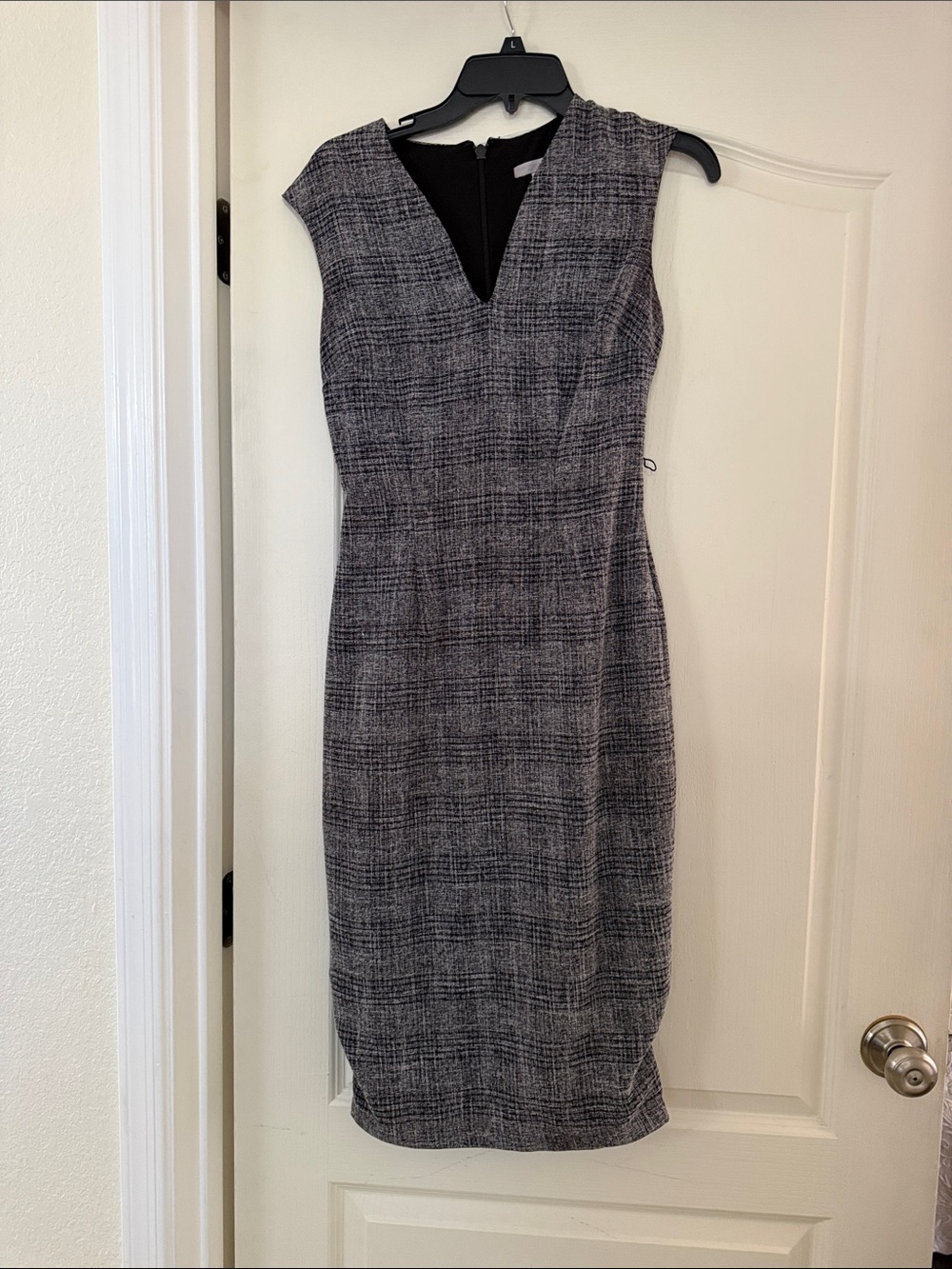 New York & Company Gray Tweed Midi Sheath Dress